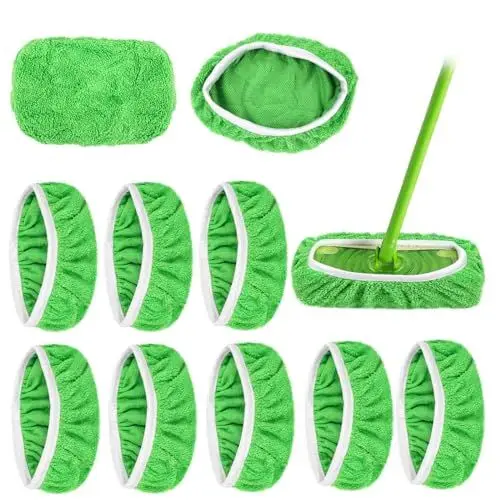 Produktbild: 8 Stück Bodentücher für Swiffer, Mehrweg Flachmopptuch 25,4x11,5cm, Bodenwischer Nass für Swiffer Sweeper Dust Mop, Tuch Waschbar Wischmopp Bezug für die Reinigung von Hartböden, Holzböden, Mop Pads