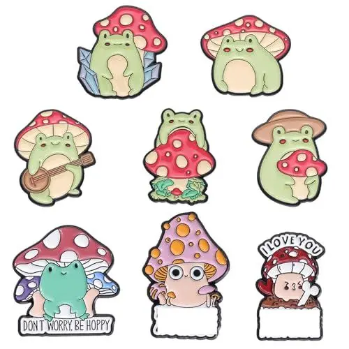 Produktbild: 8 Stück Cartoon Frosch Brosche, Tier Broschen Pins, Metall Brosche, Anstecknadel Rucksack, Abzeichen Schmuck Geschenke Ornamente, Niedliche Abzeichen Brosche, für Kleidung Taschen Rucksäcke Jacken