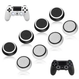 Produktbild: 8 Stück Controller Zubehör Schutzabdeckung, Thumbstick Caps Grip Set, Thumbstick Kappen Gaming Cap Grip, Stick Joystick Schutz Aufsätze für Universelles Gaming Zubehör (Schwarz, Weiß)