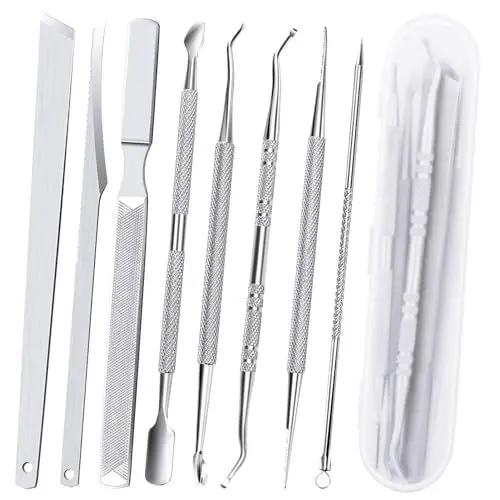 Produktbild: 8 Stück Eingewachsene Zehennagel Werkzeug, Professionelle Eckenheber und Nagelfeile Set, Edelstahl Maniküre und Pediküre Nagelpflege Kit, Unternagelreinigungswerkzeuge für Schmerzlinderung