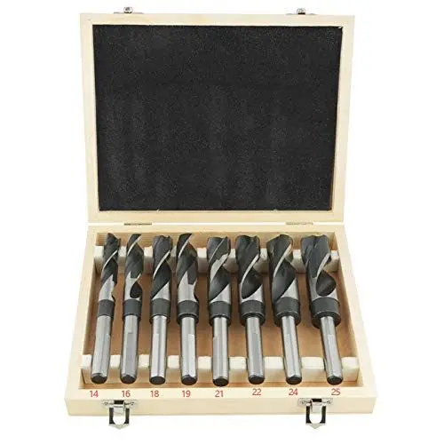 Produktbild: lyrlody 8 Stück HSS Spiralbohrer Set groß wärmebehandelt Industrie, Bohrer-Set mit 8 verschiedene Größen, 14 mm, 16 mm, 18 mm, 19 mm, 21 mm, 22 mm, 24 mm, 25 mm