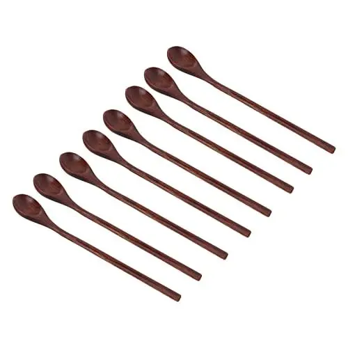 Produktbild: 8 Stück Holzlöffel mit Langem Griff, Sicher, Geruchlos, Zart, Robust, Langlebig, Holz-Rührlöffel