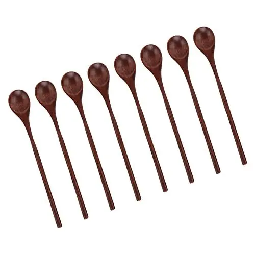Produktbild: 8 Stück Holzlöffel mit Langem Griff, Sicher, Geruchlos, Zart, Robust, Langlebig, Holzrührlöffel