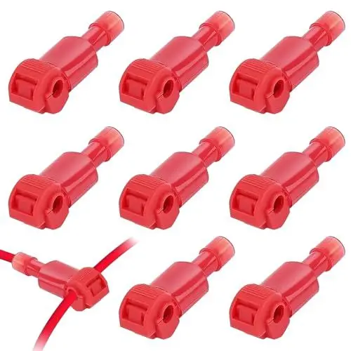 Produktbild: 8 Stück Kabelverbinder/Anschlussklemmen, Kabelverbinder Mähroboter, T-Abzweigverbinder Abzweigklemmen Stromdieb für Rasenmäher, Kompatibel für Gardena, Husqvarna, Yard Force, Worx, Bosch (Rot)