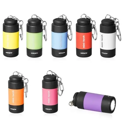 Produktbild: LURICO 8 Stück LED Schlüsselanhänger Taschenlampe, Wiederaufladbare USB Minitaschenlampe, Mini Taschenlampe Kinder, Wasserdicht Tragbarer Taschenlampe, für Schule, Outdoor, Camping, Jagen, Dringend