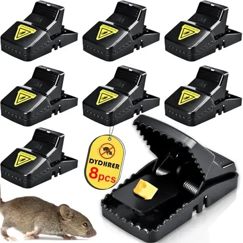 Produktbild: DYDHRER 8 Stück Mäusefalle Groß Schlagfalle Mausfallen Drinnen Hochempfindliche Sägezahn Mausefalle Schlagfalle-Abnehmbaren Köderbechern-Wiederverwendbar-Mausefallen Schlagfallen Haus Küche Garten