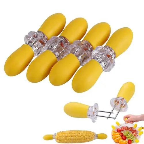 Produktbild: 8 Stück Maiskolbenhalter, Edelstahl, Maisspieße, Maispickel, Maiskolbenhalter, Grillspießhalter, Kochutensilienhalter für Zuhause, Kochen, Grillen