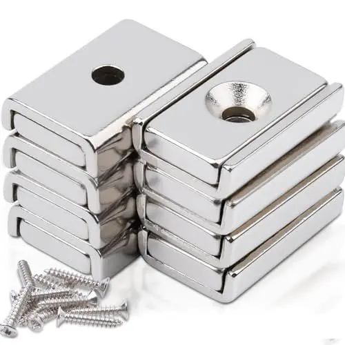 Produktbild: 8 Stück Rechteckig Magnete Stark Mit Loch, 20 x 13.5 x 5mm Neodym Magnet Extra Starke Magnete zum Anschrauben, Magneten Starker Halt, für Whiteboard, Magnettafel, Kleine Magnete zum Basteln <strong>8Stück:</strong> 