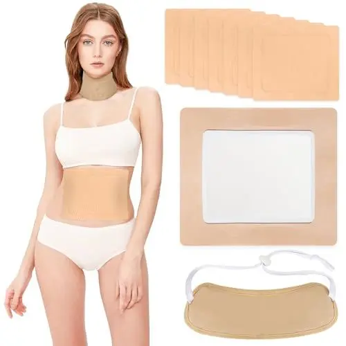 Produktbild: 8 Stück Rizinusöl Packung, Selbstklebende Rizinusöl-Packung Wickelset Einwegartikel Castor Oil Organic Pack Wrap für Bauch Wade Knie Hals und Brust zur Leberentgiftung, Nackenentspannung, Verstopfung
