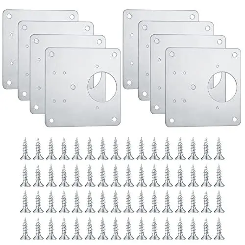 Produktbild: 8 Stück Schrank Scharnier Reparaturplatte, Küchenscharnier Reparaturplatten, Aufschraubscharniere Reparaturklammern mit Loch, Möbelscharnier Platte für Schrank Möbel Schublade Fenster