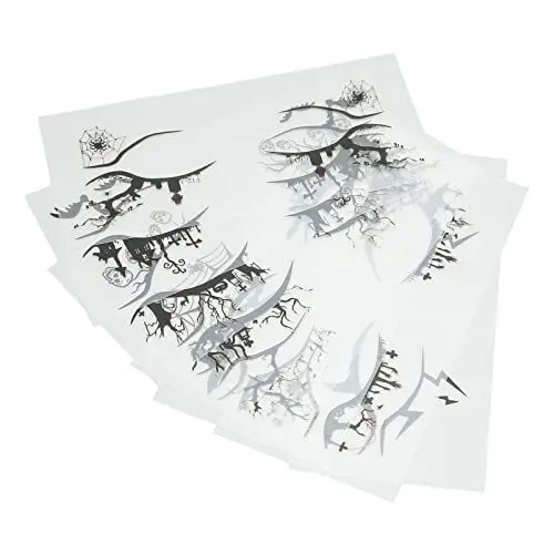 Produktbild: 8 Stück Temporäre Halloween-Augen-Tattoos, Halloween-Spinnen-Gesichts-Tattoos, Spinnennetze, Wasserfeste Make-up-Tattoo-Aufkleber auf Gesicht, Augen, Stirn, Körper für Halloween, Weihnachten, Bühnenpa