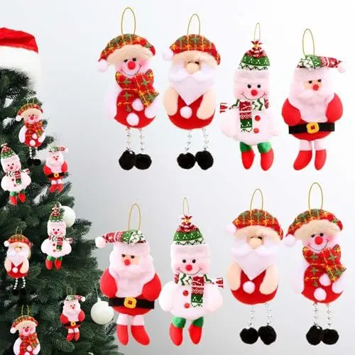 Produktbild: 8 Stück Weihnachtsanhänger Weihnachtsbaumschmuck,Tragen Weihnachtsmann Schneemann Baumschmuck Weihnachtsbaum Anhänger,DIY Weihnachtsbaumanhänger Geschenk Basteln