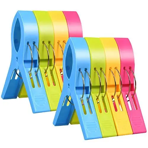 Produktbild: 8 Stück große Wäscheklammern Handtuchklemmen Strandtuchklammern Handtücher Towel Clips, URAQT Winddicht Klammern auf Strand und Sonnenliegen für Wäsche, Strandtuch, Badetuch, Teppich etc.