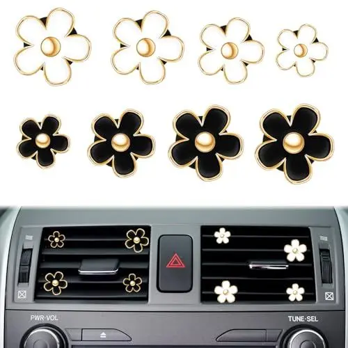 Produktbild: 8 Stücke Gänseblümchen Deko Car Air Vent Clips Car Air Outlet Aromatherapy Auto Lufterfrischer Clip Blumen Gänseblümchen Blume Auto Clip für Auto Deko Innen Auto-Luftauslassgitter Büro Wohnzimmer
