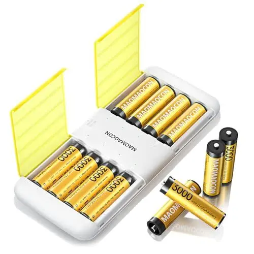 Produktbild: 8 stück Lithium AA Akku mit Ladegerät, wiederaufladbare AA Batterien, 3000mWh hohe Kapazität Mignon AA Batterien, 1.5V Lithium AA Batterien und Akku Ladegerät mit Ladung-Aufbewahrung Funktion