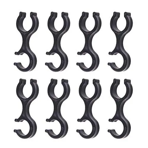 Produktbild: 8 stücke Alpenstock Handschellen Form Clips Gehäuse Schlauchführung für Outdoor Spazierstock (Schwarz)