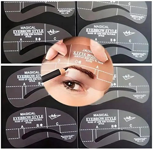 Produktbild: 8 verschiedene Augenbrauen Schablonen für perfekte Augenbrauen Formen und Augenbrauen Verdichtung, Position von Augenbrauen, Augenbrauen Make-up, Styling von Augenbrauen