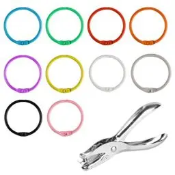 Produktbild: 80 STK Buchbinderinge Metall, 30mm Buchringe, Loseblatt Verbinder Ringe, Bunt Karteikarten Ringe, Lose Blatt Buch Ringe, Bücher Ringe Heftringe für Scrapbook Fotoalbum Handwerk, mit 1 x Locher