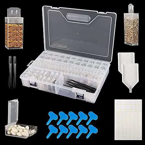 Produktbild: 80 Slots Saatgut Aufbewahrung, 3 Größen, Saatgut Aufbewahrungsbox mit Etiketten und Pinzette, Kunststoff Diamond Painting Organizer, Saatgut Box für Blumensamen, Gemüsesamen, Obst Samen, Chili Samen