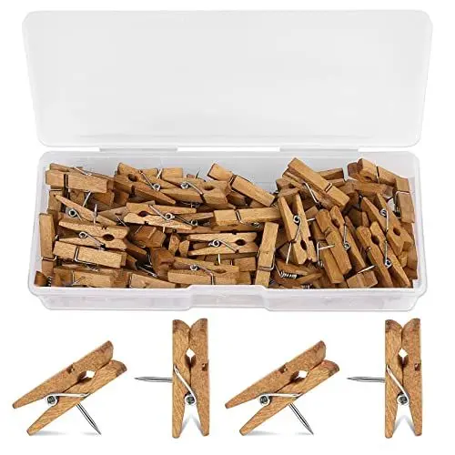 Produktbild: 80 Stück Holz-Push Pins Clips, dekorative Pins Pins Holz Craft Push Pins Clips für Korktafeln Handwerk Kunstprojekte Fotobedarf, Büros und Zuhause