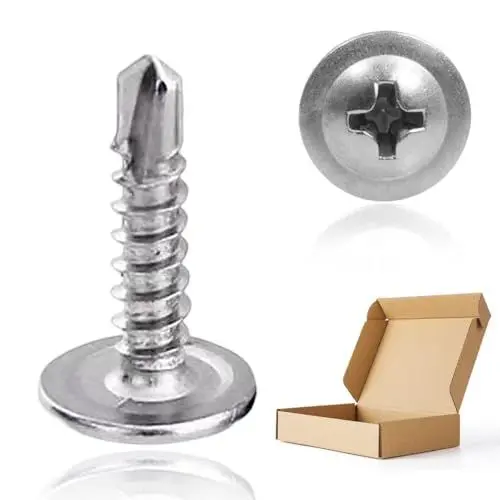 Produktbild: 80 Stück M4.2x16mm Selbstschneidende Schrauben, 410 Edelstahl Phillips Flachkopfschrauben, Großer Rundkopf Selbstschneidend Bohrschrauben, für Blech, Aluminium, Holz, Kunststoffe