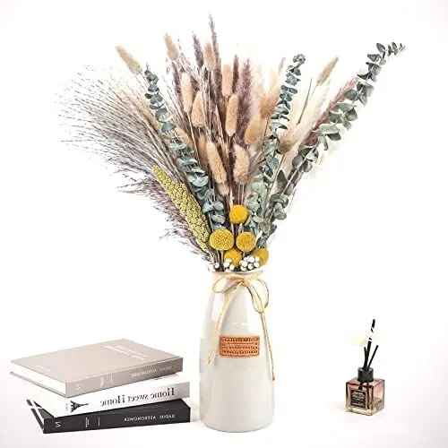 Produktbild: 80 Stück Pampasgras Deko Rein Natürliche Zum Basteln Trockenblumen Strauss vase für pampasgras,Ideal for Boho Wohnzimmer-Schlafzimmer-und Vasen