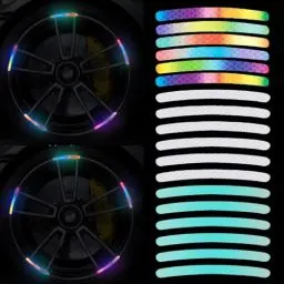 Produktbild: 80 Stück Reflektoren Aufkleber, Fahrrad Reflektor Sticker, Leuchtaufkleber Reflektoren Fahrrad, Selbstklebende Mehrfarbig Reflektorband für Motorrad, Auto, Fahrrad, Kinderwagen, Schulranzen, Rucksack
