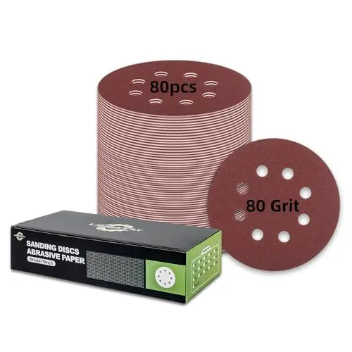 Produktbild: 80 Stück Schleifpapier 125mm Klett, 80 Körnung 8 Loch Rund Schleifscheiben für Exzenterschleifer