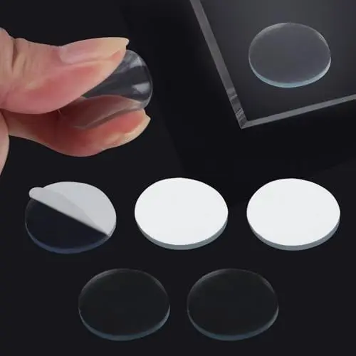 Produktbild: 80 Stück Schutzpuffer Abstandshalter, 25 mm x 2,2 mm Antirutsch Pads, Transparente Gummi Glas Tischpltte Greifer Silikon Punkte, PVC Klebende Gummipads Möbel Stoßfänger-Pads für Glas Tischplatte