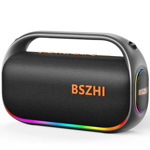 Produktbild: 80 W (120 W Peak) Tragbarer Bluetooth Lautsprecher, IPX6 Wasserdicht Drahtloser Stereo-Kopplungslautsprecher für Outdoor, Partys, Reisen und Strandcamping mit Licht, BT5.0, USB/TF-Karte, AUX