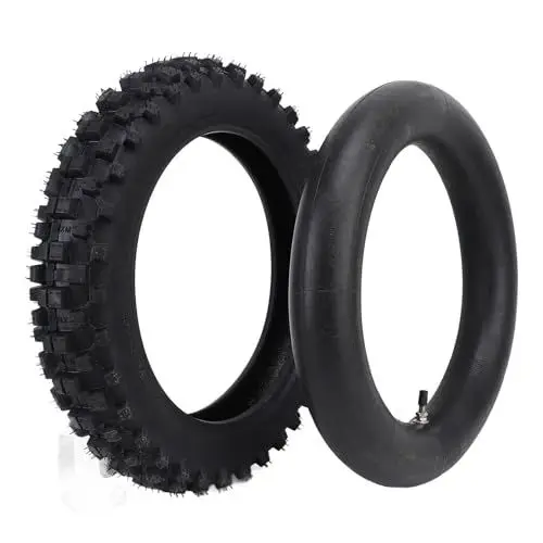 Produktbild: 80/100-12 3.00-12 Offroad-Motorradreifen- und Schlauchset mit TR87-Ventil, Robuste Konstruktion für Hervorragenden Grip, Passend für CRF70F XR70, TTR 90, KLX 110