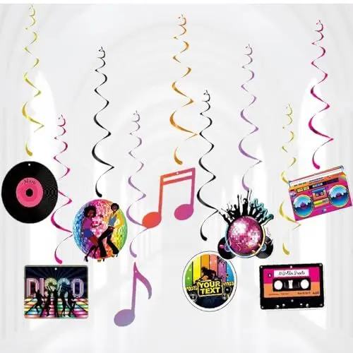 Produktbild: 80er Thema Party Dekorationen, 27 Stück Retro 80er Jahre Party Hängende Wirbel Decken, Bunte 90er Thema Spiralen Hängedeko Dekor für Erwachsene 80er Musik Thema Rock Hippie Disco Retro Partybedarf