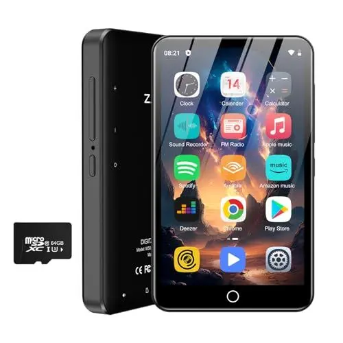 Produktbild: 80GB MP3 MP4-Player mit Bluetooth und WLAN, 4 Zoll Touchscreen, mit Spotify, Android-Streaming-Musik Player mit Audible, Tragbarer digitaler Hi-Fi-Walkman-Player（schwarz）