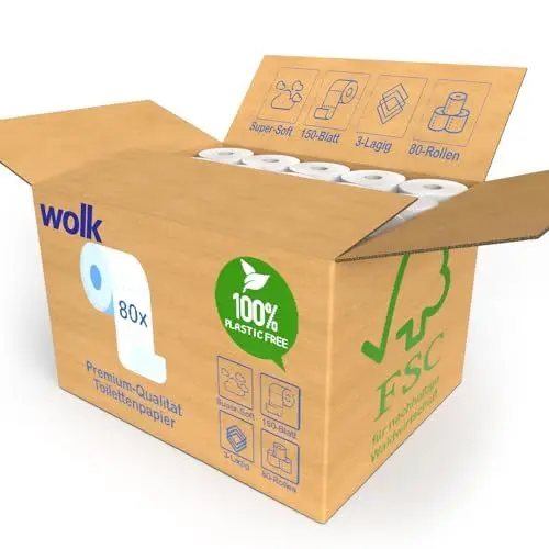 Produktbild: 80x Rollen Toilettenpapier BULK-Verpackung XXL Vorratspack 3 Lagig - Soft Premium Qualität - Keine Plastik-Umverpackung
