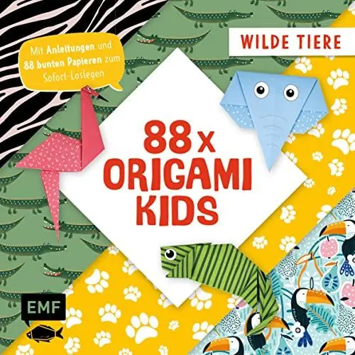 Produktbild: 88 x Origami Kids – Wilde Tiere: Mit Anleitungen und 88 bunten Papieren zum Sofort-Loslegen