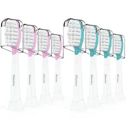 Produktbild: 8er Ersatzbürsten Kompatibel mit Philips Sonicare für Kinder Zahnbürste, ab 7+ Jahre, für Kids Ersatz-Zahnbürsten Aufsteckbürsten Rosa/Grün