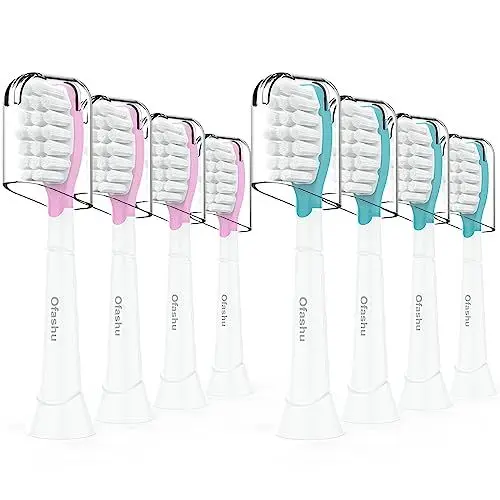Produktbild: 8er Ersatzbürsten Kompatibel mit Philips Sonicare für Kinder Zahnbürste, ab 7+ Jahre, für Kids Ersatz-Zahnbürsten Aufsteckbürsten Rosa/Grün