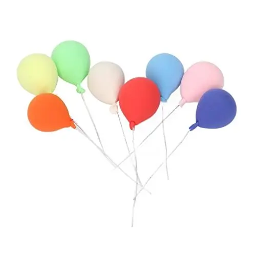 Produktbild: 8er-Pack 1:12 Puppenhaus-Miniatur-Bunte Luftballons, Hochsimulierte Handgefertigte Landschaftsornamente für Puppenhaus-Gartendekoration