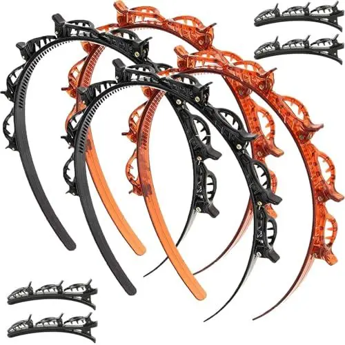 Produktbild: 8er-Set Haarreifen mit Klammern, Bangs Hairstyle Hairpin, 4 Haarreif mit Klammern und 4 Haarhalter, Haarnadeln Frisurenhilfe, Haarband mit Clips für Damen Mädchen