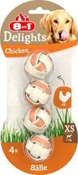 Produktbild: 8in1 Delights Chicken Balls XS - gesunder Kausnack für Hunde, hochwertiges Hähnchenfleisch eingewickelt in Rinderhaut, 4 Stück