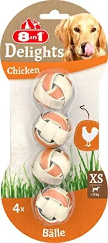Produktbild: 8in1 Delights Chicken Balls XS - gesunder Kausnack für Hunde, hochwertiges Hähnchenfleisch eingewickelt in Rinderhaut, 4 Stück