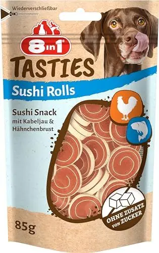 Produktbild: 8in1 Tasties Sushi Rolls Hunde-Snack - glutenfreie Leckerlis mit Kabeljau & Hähnchenbrust, 85 g