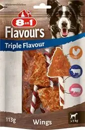 Produktbild: 8in1 Triple Flavour Wings Kaustangen für Hunde - Kausnacks mit extra viel Fleisch, 113g Beutel (ca. 6 Stück)