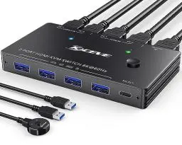 Produktbild: 8K USB 3.0 KVM Switch HDMI 8K@60Hz 4K@120Hz,MLEEDA HDMI 2.1 KVM-Switches für 2 PC teilen 1 Monitor und Tastatur Maus Drucker, HDCP 2.3, HDR 10, mit Kabelfernbedienung und 2 USB3.0-Kabeln