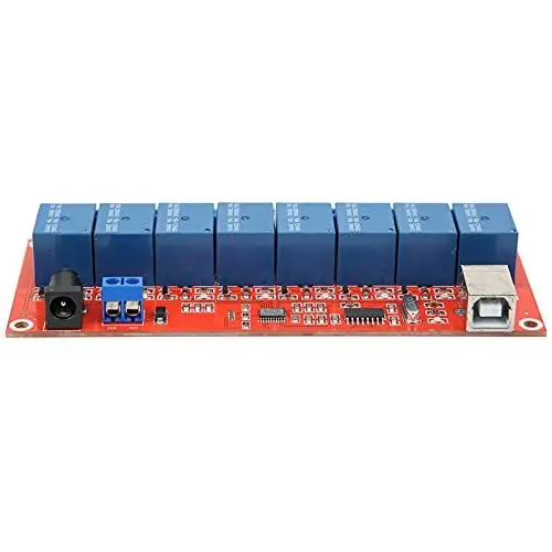 Produktbild: 8-Kanal-USB-DIY-Relaismodul mit Anzeige, 30 V DC 10 A 250 V AC 10 A Mini-Relais-Panel mit USB-Anschlüssen, Geeignet für Industrielle Steuerung Motorsteuerung LED-Steuerung ect. (24V)