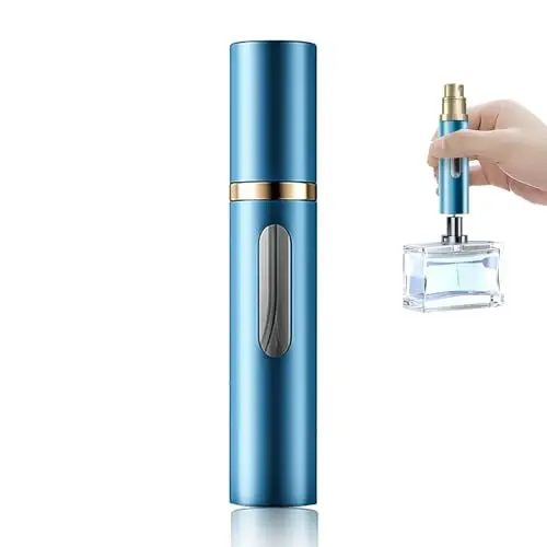 Produktbild: xiaowanwan 8ml Parfümzerstäuber Nachfüllbar,Parfüm Zerstäuber für Unterwegs,Mini Parfümflasche Leer,Parfüm Sprühflasche Glas,Taschenzerstäuber Parfum (8ml Blau)