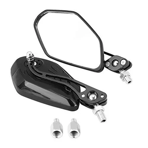 Produktbild: 8mm 10mm Motorrad Rückspiegel Scooter Aluminium Flammenmuster Seitenspiegel Flammenmuster Seitenrückspiegel 1 Paar(SCHWARZ)