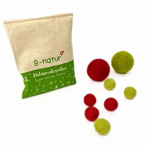 Produktbild: 8-Natur® | Katzen Ball Set mit Glöckchen | Nachhaltiges Katzenspielzeug aus natürlicher Filzwolle | Bälle für Katzen sind ideale Katzen Spielsachen | Filzball Katze als plastikfreie Alternative