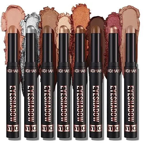 Produktbild: 8PCS Lidschatten Stick Weiche Cremige Matte Schimmer Lidschatten Bleistift Crayon Hervorhebung Pigmentierter glänzender Lidschatten Bleistift Wasserdichter Classy Schimmer Lidschatten Sticks Set (A)