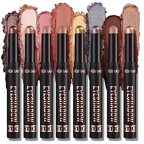 Produktbild: 8PCS Lidschatten Stick Weiche Cremige Matte Schimmer Lidschatten Bleistift Crayon Hervorhebung Pigmentierter glänzender Lidschatten Bleistift Wasserdichter Classy Schimmer Lidschatten Sticks Set(B)